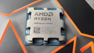 A close-up photo of an AMD Ryzen 7 9700X processor