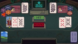 A game of blackjack against a psychologist are Head Office in Dungeons & Degenerate Gamblers.