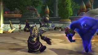 WoW Earthen unlock requirements - an Earthen warlock dancing in Dalaran